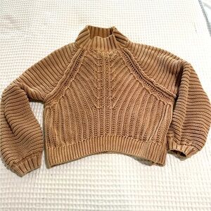 Free People Tan Cable Knit Sweater